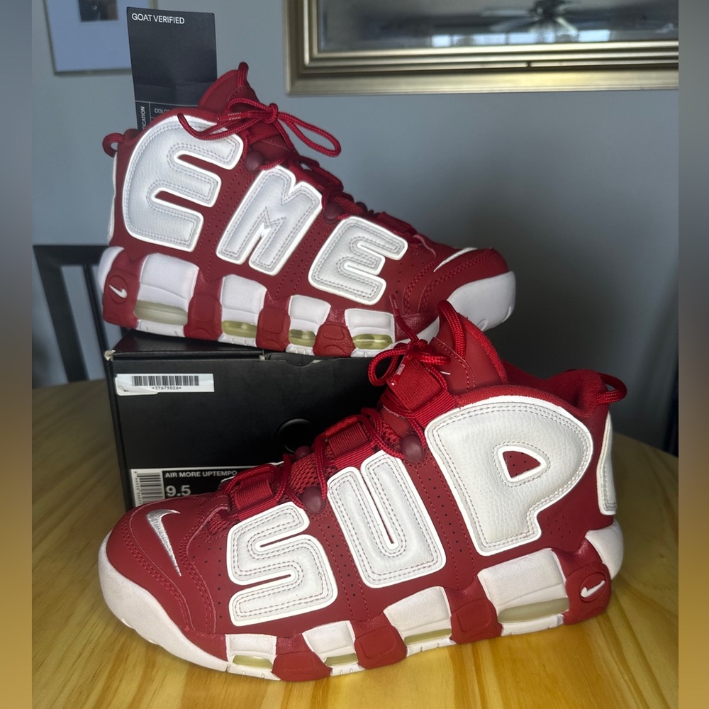 NIKE AIR MORE UPTEMPO SUPREME SUPTEMPO RED SIZE 9.5 (VNDS)